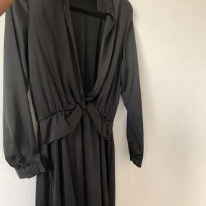 Black collared high low dress